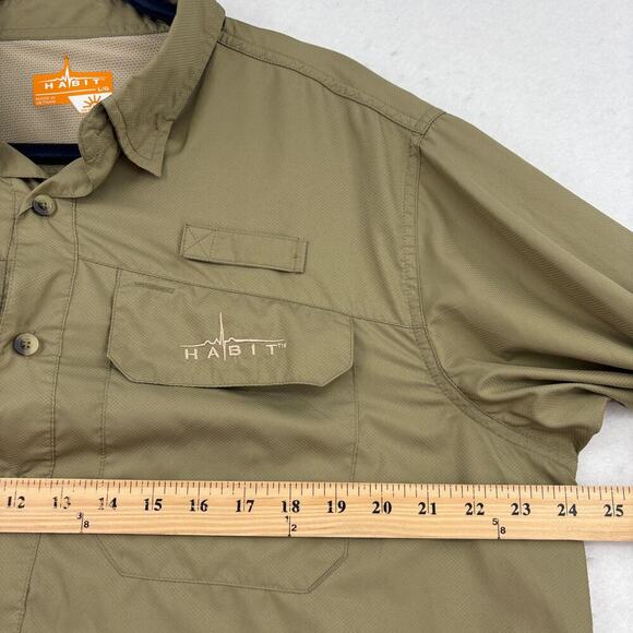 Habit Shirt Mens Size L Tan 30+ Solar Factor Vented Button Up Roll Tab Sleeves - Picture 11 of 14